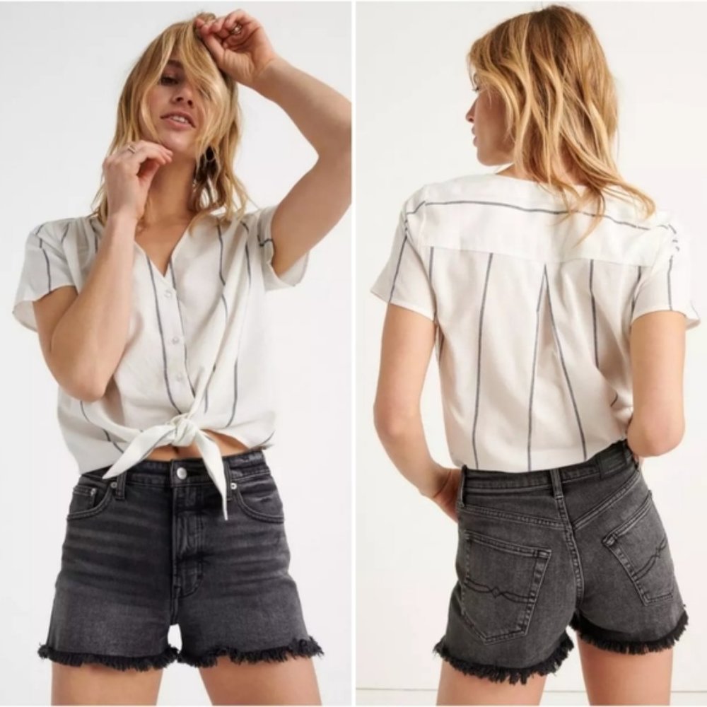 Lucky Brand Black Wash Jean Shorts with Frayed Hem